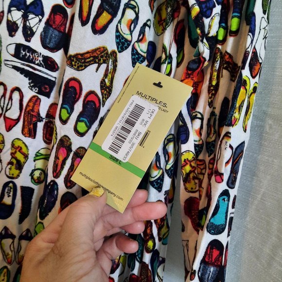 NWT Multiples Long Sleeve Shoe Pattern Tunic/Mini Dress  *BOGO* - Picture 4 of 8